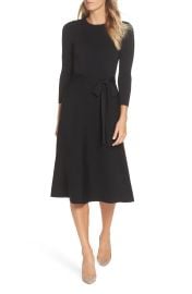 Eliza J Fit Flare Sweater Dress in Black at Nordstrom