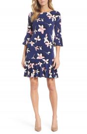 Eliza J Floral Bell Sleeve Dress  Regular   Petite at Nordstrom