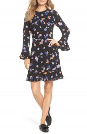 Eliza J Floral Flare Cuff Dress at Nordstrom