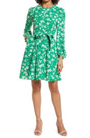 Eliza J Floral Long Sleeve Dress in Green  at Nordstrom