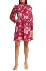 Eliza J Floral Long Sleeve Mock Neck Dress at Nordstrom