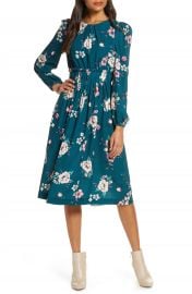 Eliza J Floral Print Long Sleeve Midi Dress  Regular  amp  Petite    Nordstrom at Nordstrom