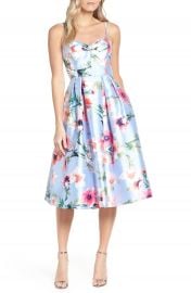 Eliza J Floral Print Satin Cocktail Dress   Nordstrom at Nordstrom