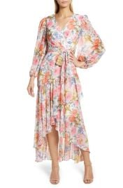 Eliza J Floral Print Tiered Ruffle High-Low Dress at Nordstrom