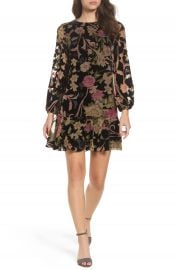 Eliza J Floral Print Velvet Shift Dress  Regular  amp  Petite at Nordstrom