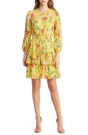 Eliza J Floral Smocked Waist Long Sleeve Dress at Nordstrom