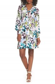 Eliza J Floral Tie Neck Dress at Nordstrom