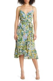 Eliza J Floral Wrap Bodice Dress at Nordstrom