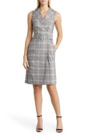 Eliza J Glen Plaid Belted Sleeveless Sheath Dress at Nordstrom