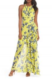 Eliza J Halter Ruffle Maxi Dress  Regular  amp  Petite at Nordstrom