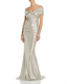 Eliza J Metallic Off-the-Shoulder Gown at Bloomingdales