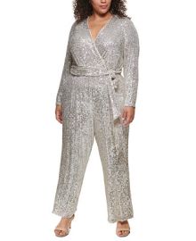 Eliza J Plus Size Sequin Wrap Jumpsuit  Reviews - Dresses - Plus Sizes - Macys at Macys