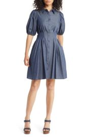 Eliza J Puff Sleeve Shirtdress at Nordstrom