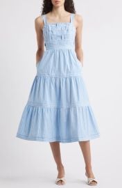 Eliza J Square Neck Basketweave Bodice Midi Dress at Nordstrom