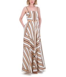 Eliza J Square Neck Sleeveless Stripe Scarf Print A-Line Maxi Dress Dillardx27s at Dillards