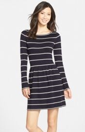 Eliza J Stripe Fit andamp Flare Sweater Dress at Nordstrom