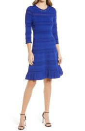 Eliza J Textured Fit Flare Dress in Cobalt at Nordstrom Rack