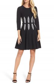 Eliza J Three-Quarter Sleeve Fit   Flare Dress at Nordstrom