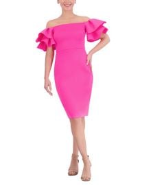 Eliza J Women39s Ruffle-sleeve Sheath Knee Length Dress - Macy39s at Macys