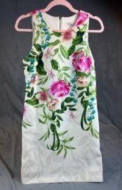 Eliza J Womens Sheath Dress White Pink Green Roses Floral Wedding Easter 6 eBay at eBay