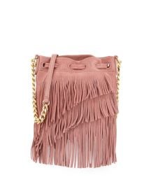 Elizabeth  James Suede Fringe Pouch Crossbody Bag Rose at Neiman Marcus