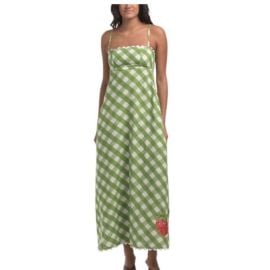 Elizabeth James Dresses Elizabeth James The Label Green Gingham Maxi Dress With Strawberry Detail Poshmark at Poshmark