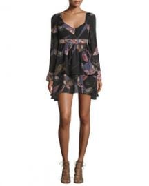 Elizabeth and James Lilou Long-Sleeve Printed Dress BlackMulti at Neiman Marcus