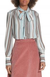 Elizabeth and James Mimi Tie Neck Stripe Silk Blouse at Nordstrom