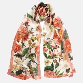 Elizabetta Rosa Long Satin Silk Scarf for Women in Peach at Macys