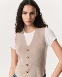 Ella Merino Wool-Blend Sweater Vest - Dark Taupe rag amp bone at Rag & Bone