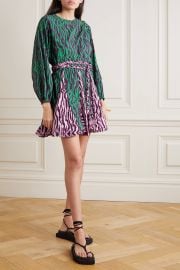 Ella belted printed cotton-voile mini dress at Net a Porter