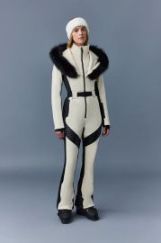 Elle Techno fleece ski suit with removable hood and fur trim for ladies US at Mackage