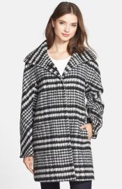 Ellen Tracy Houndstooth Pattern Wool Blend Coat at Nordstrom