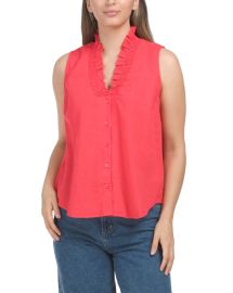 Ellen Tracy Linen Ruffle Sleeveless Top at Marshalls