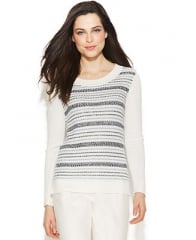 Ellen Tracy Long-Sleeve Striped Sweater - Women - Macys at Macys