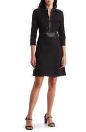 Ellen Tracy Long Sleeve Zip Front Mixed Media Dress at Nordstrom Rack