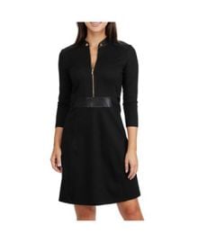 Ellen Tracy Womens Ponte Faux Leather Mix Media Dress - Macys at Macys