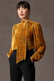 Ellerby Blouse Gold Velvet Devore - Welcome to the Fold LTD at The Fold London