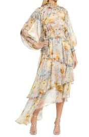 Elliatt Astrid Floral Print Long Sleeve Asymmetric Chiffon Dress at Nordstrom