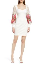 Elliatt Juke Embroidered Balloon Sleeve Minidress in Ivory Multi  at Nordstrom