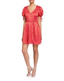 Elliatt Mona Polka Dot V-Neck Short-Sleeve Dress at Neiman Marcus