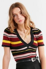 Ellis V-neck Short-Sleeve Sweater by Urban Outfitters at Urban Outfitters