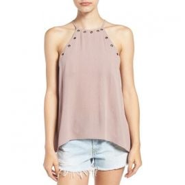 Elodie Grommet High Neck Tank in Pink at Nordstrom