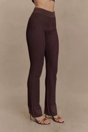 Elodie Ribbed Knit Pants - Chocolate vert MESHKI US at Meshki