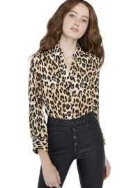 Eloise Button Down Leopard Blouse In Spotted Leopard Multi Alice And Olivia at Alice + Olivia