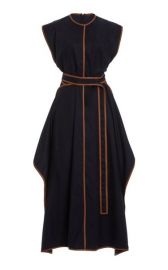 Eloise Faux Leather-Trimmed Wool Flannel Maxi Dress at Moda Operandi