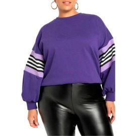 Eloquii Dramatic Puff Sleeve Sweatshirt With Stripe Detail at Walmart