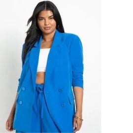 Eloquii Jackets amp Coats Eloquii Blazer Jacket Women Size 8 Blue Mid Length Button Front Coat C2 Poshmark at Poshmark