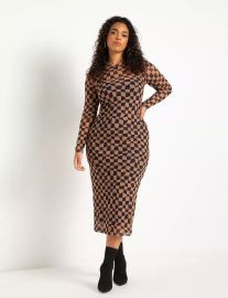 Eloquii Maxi Printed Mesh Dress at Eloquii