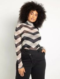 Eloquii Mesh Turtleneck Top at Eloquii